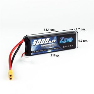 2S 7.4 Volt 5000 mAh 100C XT60 Fişli Lipo Pil, Zeee Power