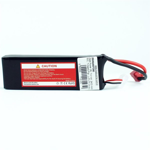 2S 7.4 Volt 2400 mAh 50C T-Deans Fişli Lipo Pil, Zeee Power - Görsel 3
