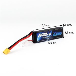 2S 7.4 Volt 2600 mAh 50C XT60 Fişli Lipo Pil, Zeee Power