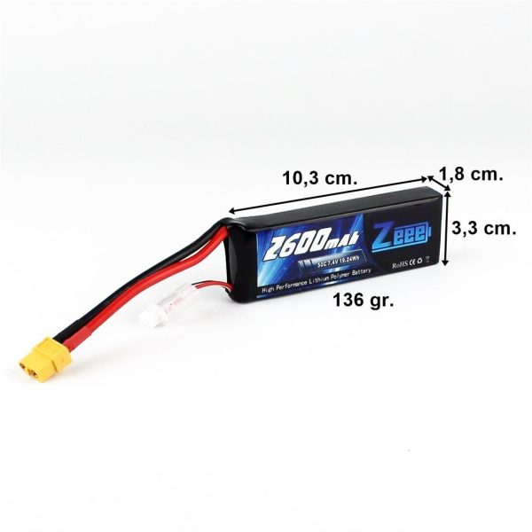2S 7.4 Volt 2600 mAh 50C XT60 Fişli Lipo Pil, Zeee Power