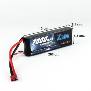 2S 7.4 Volt 7000 mAh 100C T-Deans Fişli Lipo Pil, Zeee Power