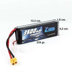 3S 11.1 Volt 3500 mAh 100C XT60 Fişli Lipo Pil, Zeee Power