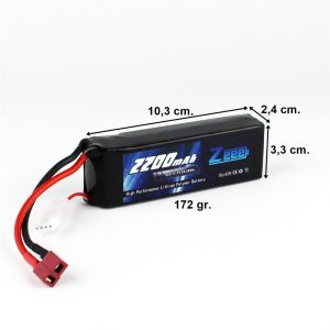 3S 11.1 Volt 2200 mAh 50C T-Deans Fişli Lipo Pil, Zeee Power