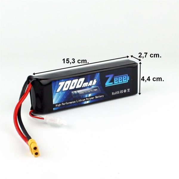3S 11.1 Volt 7000 mAh 100C XT60 Fişli Lipo Pil, Zeee Power