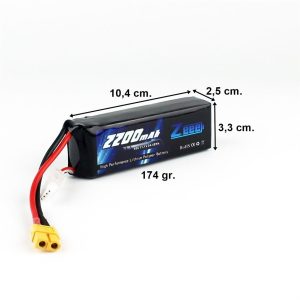 3S 11.1 Volt 2200 mAh 50C XT60 Fişli Lipo Pil, Zeee Power