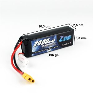 3S 11.1 Volt 2400 mAh 50C XT60 Fişli Lipo Pil, Zeee Power