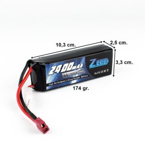 3S 11.1 Volt 2400 mAh 50C T-Deans Fişli Lipo Pil, Zeee Power