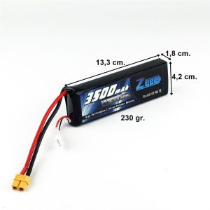 3S 11.1 Volt 3500 mAh 70C XT60 Fişli Lipo Pil, Zeee Power