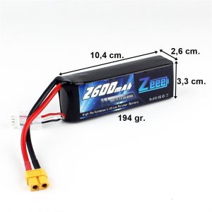 3S 11.1 Volt 2600 mAh 50C XT60 Fişli Lipo Pil, Zeee Power