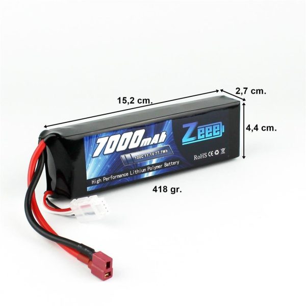 3S 11.1 Volt 7000 mAh 100C T-Deans Fişli Lipo Pil, Zeee Power