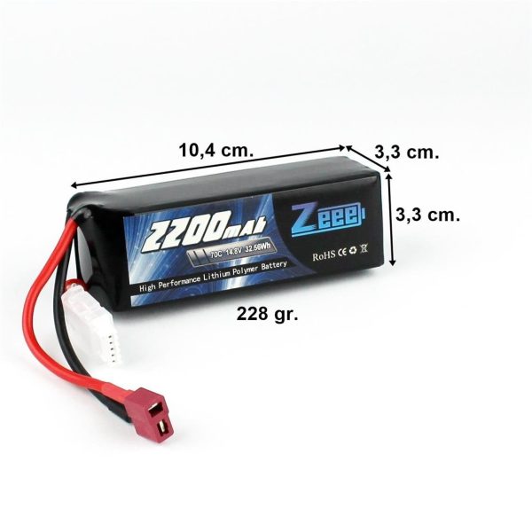 4S 14.8 Volt 2200 mAh 70C T-Deans Fişli Lipo Pil, Zeee Power