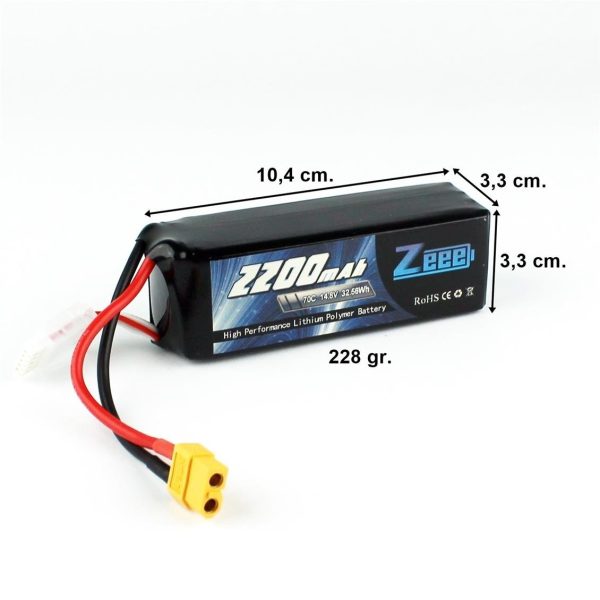 4S 14.8 Volt 2200 mAh 70C XT60 Fişli Lipo Pil, Zeee Power