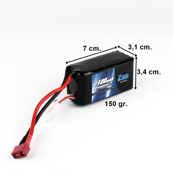 FPV 4S 14.8 Volt 1300 mAh 85C T-Deans Fişli Lipo Pil, Zeee Power