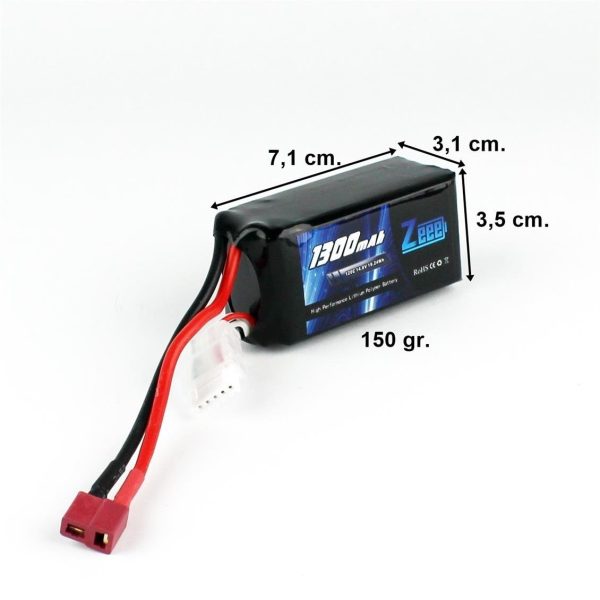 FPV 4S 14.8 Volt 1300 mAh 120C T-Deans Fişli Lipo Pil, Zeee Power