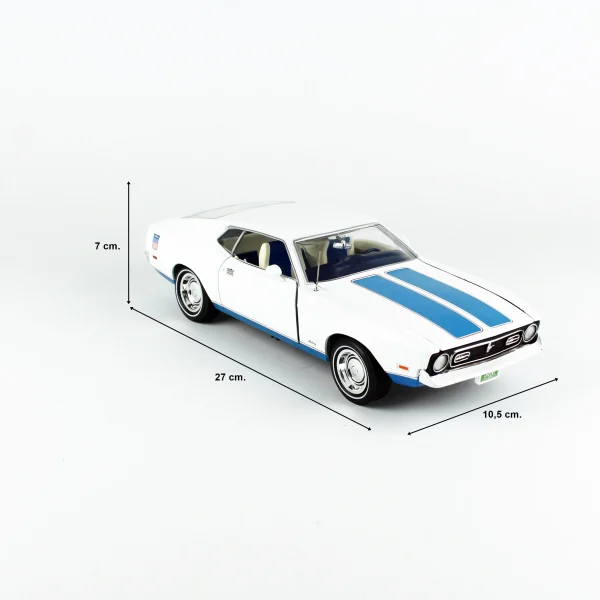 1/18 1972 Ford Mustang Fastback (Class of 1972) Beyaz Diecast Araba Modeli, AutoWorld AMM1286 - Görsel 5