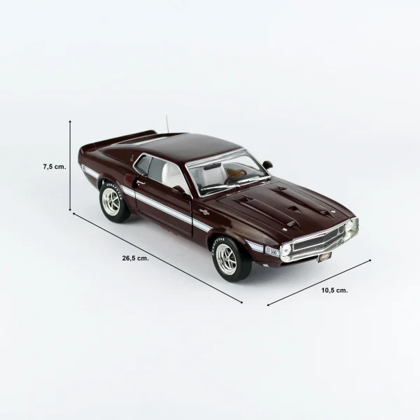 1/18 1969 Shelby GT500 Mustang 2+2 (MCACN) Royal Bordo Diecast Araba Modeli, AutoWorld AMM1290 - Görsel 5