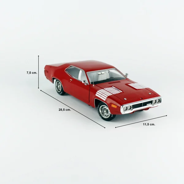 1/18 1972 Plymouth Road Runner GTX Red Diecast Araba Modeli, AutoWorld AMM1299 - Görsel 5