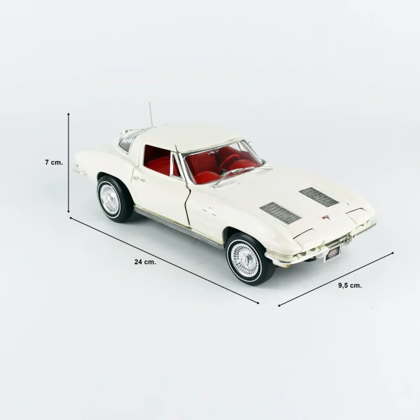 1/18 1963 Chevrolet Corvette Split Window Coupe (MCACN) Ermine White Diecast Araba Modeli, AutoWorld AMM1308 - Görsel 5