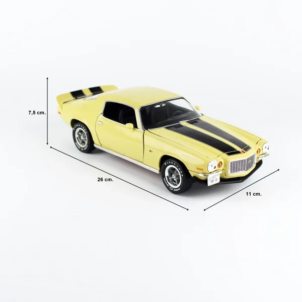 1/18 1972 Chevrolet Camaro Z/28 RS Cream Yellow Diecast Araba Modeli, AutoWorld AMM1311 - Görsel 5