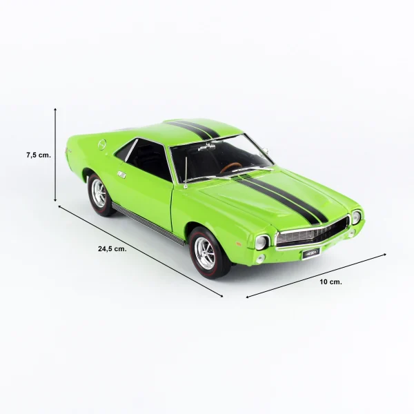 1/18 1969 AMC AMX Hardtop Big Bad Green Diecast Araba Modeli, AutoWorld AMM1313 - Görsel 5