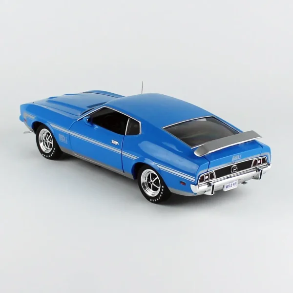 1/18 1972 Ford Mustang Mach 1 Grabber Blue Diecast Araba Modeli, AutoWorld AMM1314 - Görsel 2