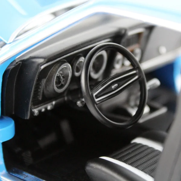 1/18 1972 Ford Mustang Mach 1 Grabber Blue Diecast Araba Modeli, AutoWorld AMM1314 - Görsel 4