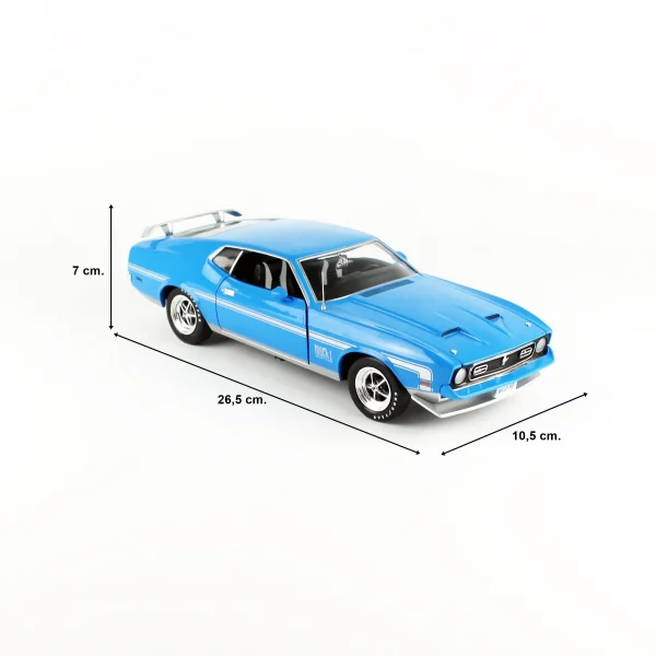 1/18 1972 Ford Mustang Mach 1 Grabber Blue Diecast Araba Modeli, AutoWorld AMM1314 - Görsel 5