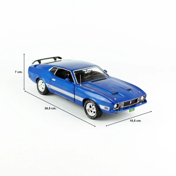 1/18 1973 Ford Mustang Mach 1 (Class of 1973) Blue Glow Diecast Araba Modeli, AutoWorld AMM1323 - Görsel 5