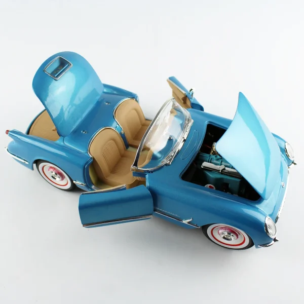 1/18 1954 Chevrolet Corvette Convertible Met.Br.Blue Diecast Araba Modeli, AutoWorld AMM1341 - Görsel 3