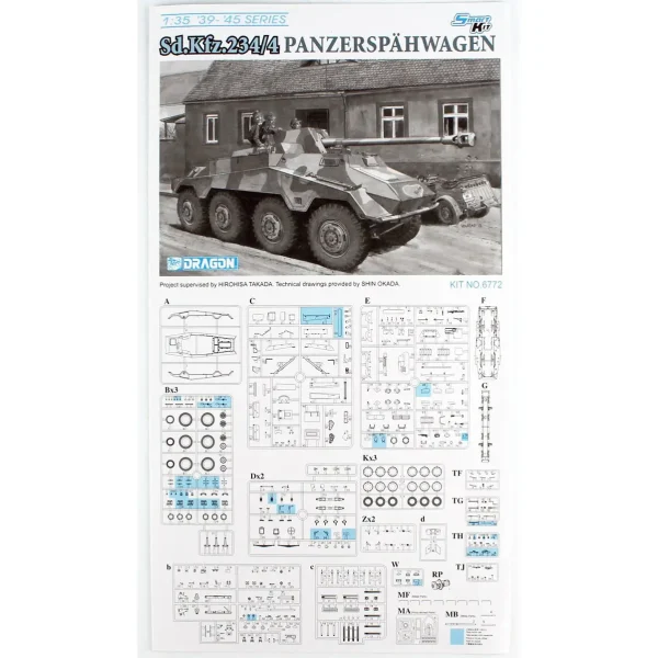 1/35 Sd.Kfz. 234/4 Zırhlı Keşif Aracı Maketi, Dragon 6772 - Görsel 4