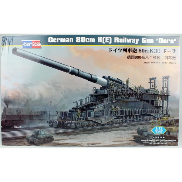 1/72 Dora 80 cm. Alman demiryolu topu maketi, HobbyBoss 82911