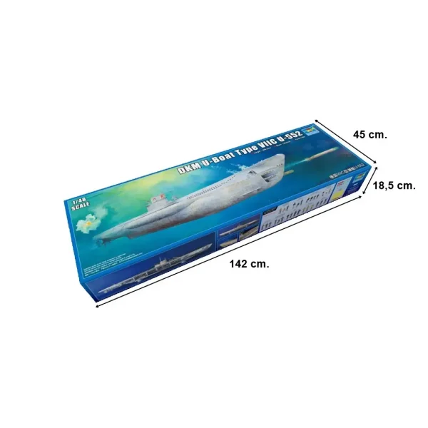 1/48 DKM U-Boat Type VIIC U-552 denizaltı maketi, Trumpeter 06801 - Görsel 5