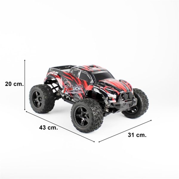 1/10 Kırmızı Fırçalı Motor Off Road Monster Truck RC Araba, Remo 1031 - Görsel 4