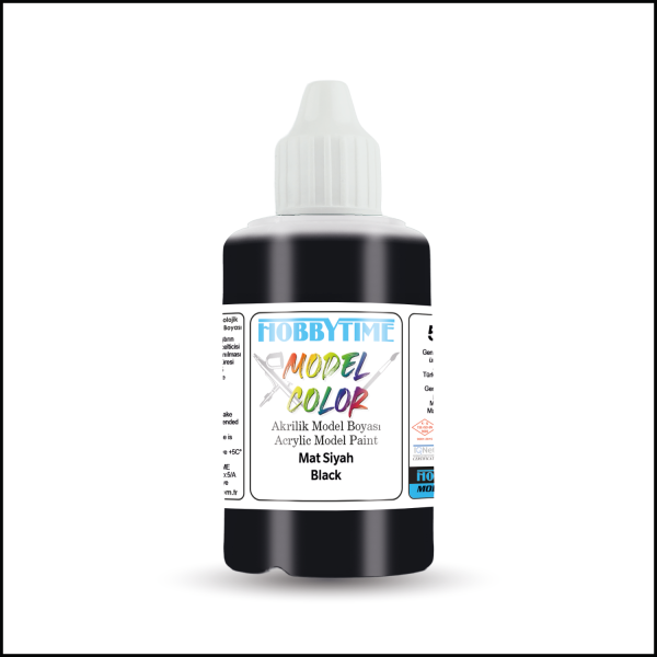 50 ml. Mat Siyah (Black) Akrilik Boya, Hobbytime 472