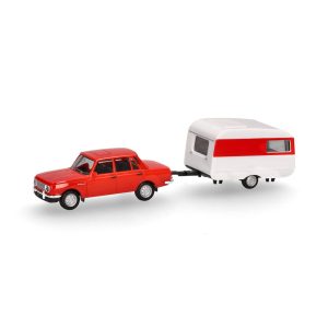 1/87 Wartburg 1982 Limuzin ve Çekme Küçük Karavan Modeli Herpa 028585