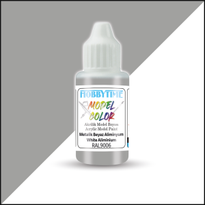 18 ml. RAL9006 Metalik Beyaz Aliminyum (White Aliminium) Akrilik Boya