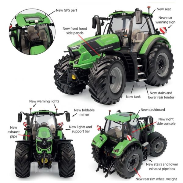 1/32 Deutz-Fahr 7250 TTV Traktör Diecast modeli, Universal Hobbies UH6482 - Görsel 7