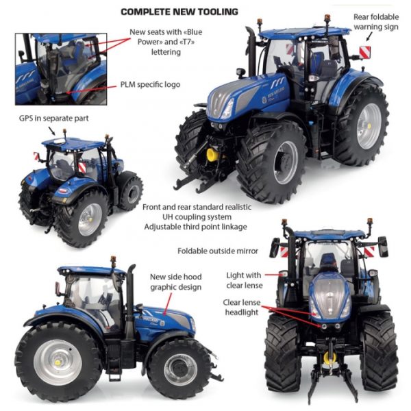 1/32 New Holland T7.300 Blue Power Diecast modeli, Universal Hobbies UH6491 - Görsel 7