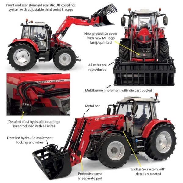 1/32 Massey Ferguson 5S.135 (Önden Kepçeli-FL.4121) Traktör, Universal Hobbies UH6603 - Görsel 6