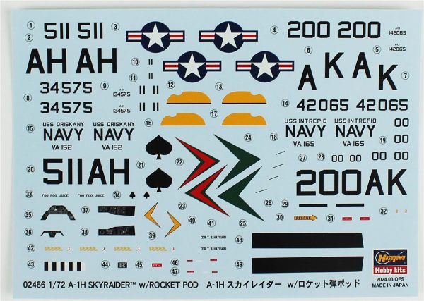 1/72 A-1H Skyraider w/ Rocket pod limited edition maketi, Hasegawa 2466 - Görsel 4