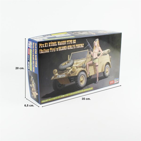 1/24 Pkw.K1 Kübelwagen Type 82 (Balloon Tire) w/Blonde Girl's Figure maketi, Hasegawa SP473 52273 - Görsel 5
