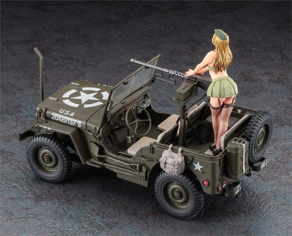 1/24 1/4 ton 4x4 Utility Truck (Cal. 50 M2 Machine Gun) w/Blond Girl's Figure maketi, Hasegawa SP483 52283 - Görsel 3