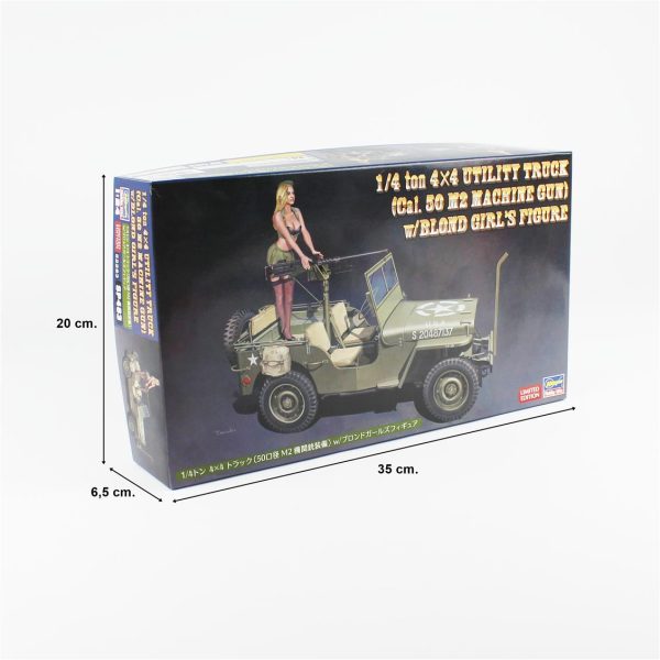 1/24 1/4 ton 4x4 Utility Truck (Cal. 50 M2 Machine Gun) w/Blond Girl's Figure maketi, Hasegawa SP483 52283 - Görsel 5