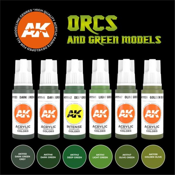 AK-InterActive 11600, 6x17 ml. Orc ve Yeşil Yaratık Teni Akrilik Boyası Seti - Görsel 3