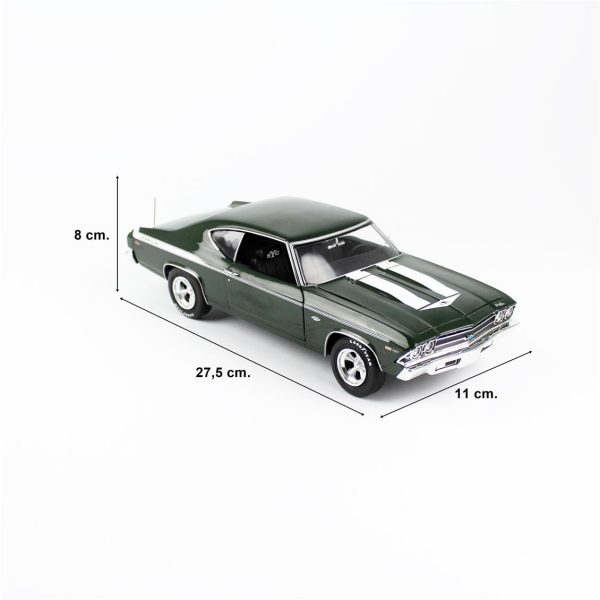 AutoWorld AMM1283, 1/18 1969 Yenko Performance Chevy Chevelle Diecast Araba - Görsel 5