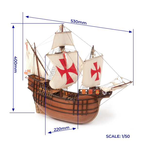 Occre 12010, 1/50 53 cm. Santa Maria ahşap gemi maketi - Görsel 5