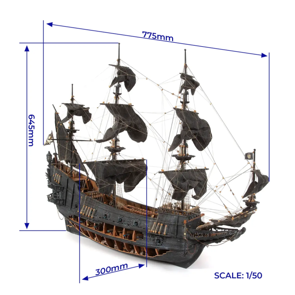 Occre 14010, 1/50 78 cm Flying Dutchman hayalet gemi maketi - Görsel 5
