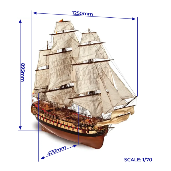 Occre 15000, 1/70 125 cm. Montanes ahşap gemi maketi - Görsel 5