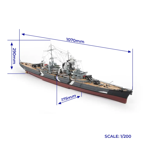 Occre 16000, 1/200 107 cm. Prinz Eugen ahşap kruvazör maketi - Görsel 5