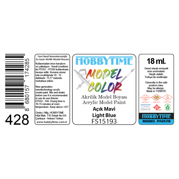 18 ml. FS15193 Açık Mavi Akrilik Boya